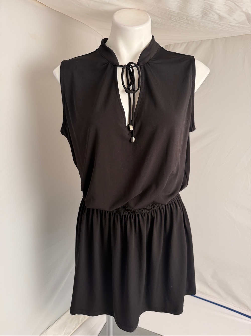 Anthropologie Current Air Cara black sleeveless tiered mini dress